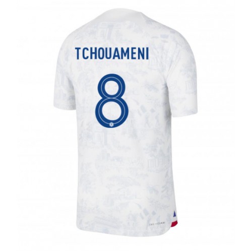 Echipament fotbal Franţa Aurelien Tchouameni #8 Tricou Deplasare Mondial 2022 maneca scurta